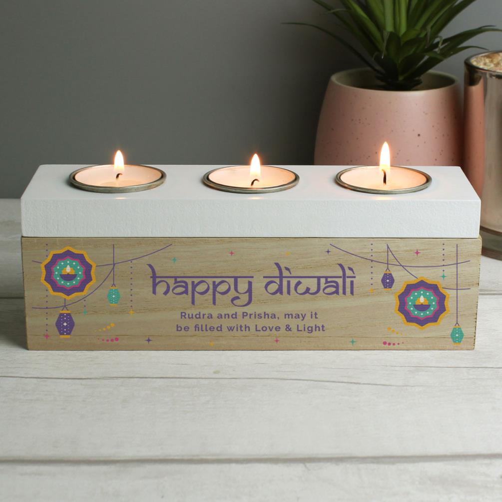 Personalised Diwali Triple Tea Light Box Extra Image 1